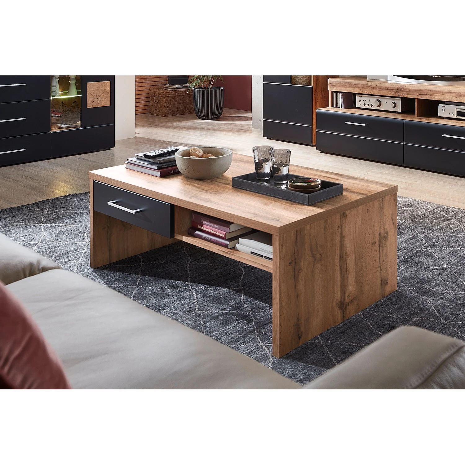 Loftscape Couchtisch Belloc - Eiche Dekor / Matt Schwarz 2 Loftscape Couchtisch Belloc - Eiche Dekor / Matt Schwarz – Bild 2