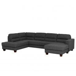 Fredriks Wohnlandschaft Valines - Webstoff - Webstoff Kona: Schwarz - Longchair davorstehend rechts / Ottomane links - Mit Schlaffunktion - Mit Kopfstütze -Wohnzimmermöbel boutique en ligne 1000249830 210415 15450400168 DETAILS P000000001000249830