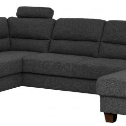 Fredriks Wohnlandschaft Valines - Webstoff - Webstoff Kona: Schwarz - Longchair davorstehend rechts / Ottomane links - Mit Schlaffunktion - Mit Kopfstütze -Wohnzimmermöbel boutique en ligne 1000249830 210415 15451000170 DETAILS P000000001000249830