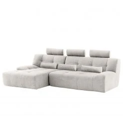 Fredriks Ecksofa Valleres - Webstoff - Webstoff Nila: Hellgrau - Longchair davorstehend links - Ohne Hocker