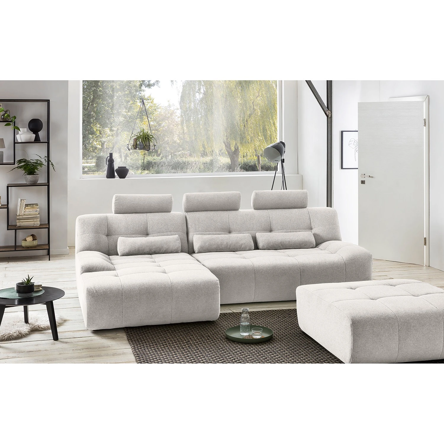 Fredriks Ecksofa Valleres - Webstoff - Webstoff Nila: Hellgrau - Longchair davorstehend links - Ohne Hocker 2 Fredriks Ecksofa Valleres - Webstoff - Webstoff Nila: Hellgrau - Longchair davorstehend links - Ohne Hocker – Bild 2