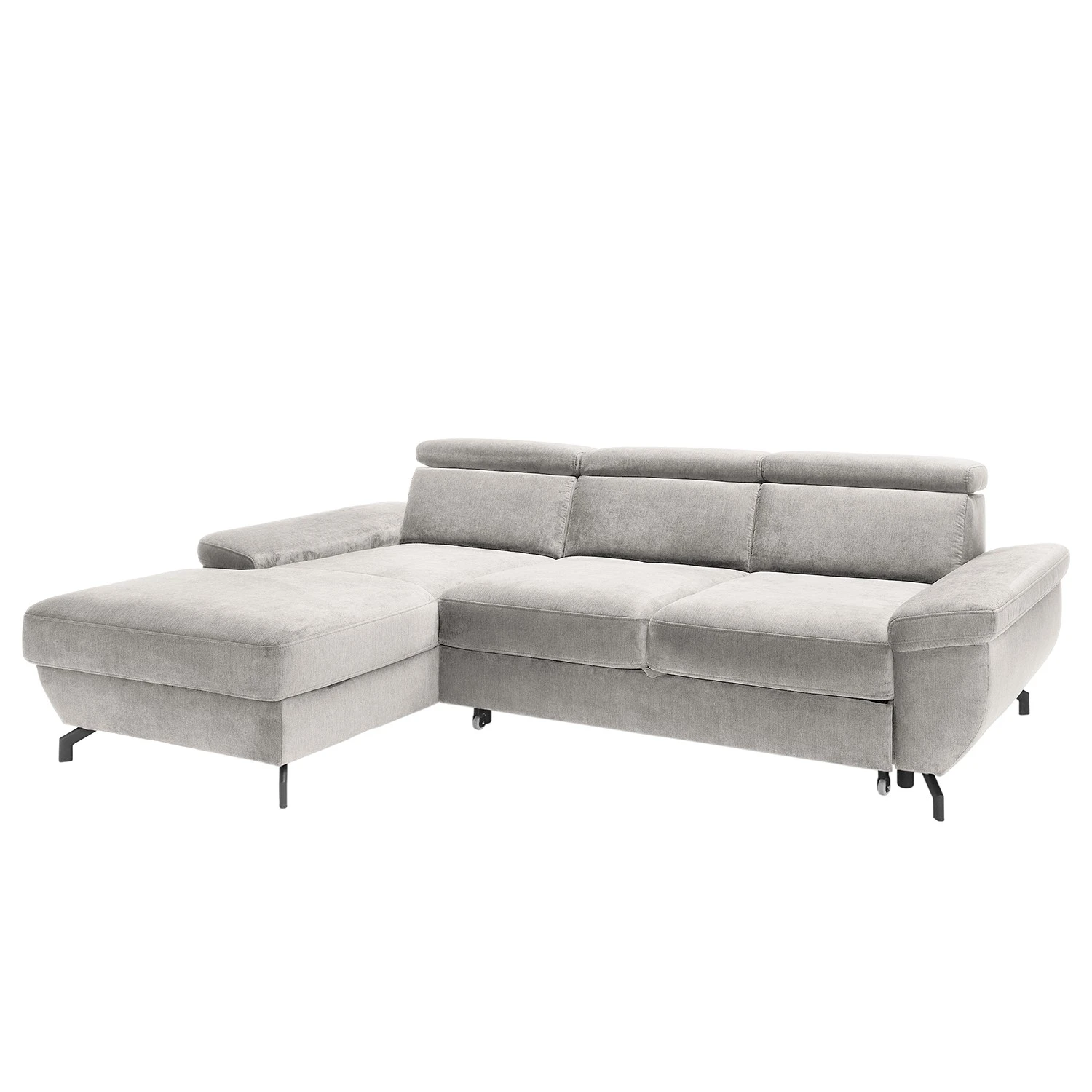 Fredriks Ecksofa Cussay - Flachgewebe - Webstoff Cuna: Hellgrau - Longchair davorstehend links 1 Fredriks Ecksofa Cussay - Flachgewebe - Webstoff Cuna: Hellgrau - Longchair davorstehend links