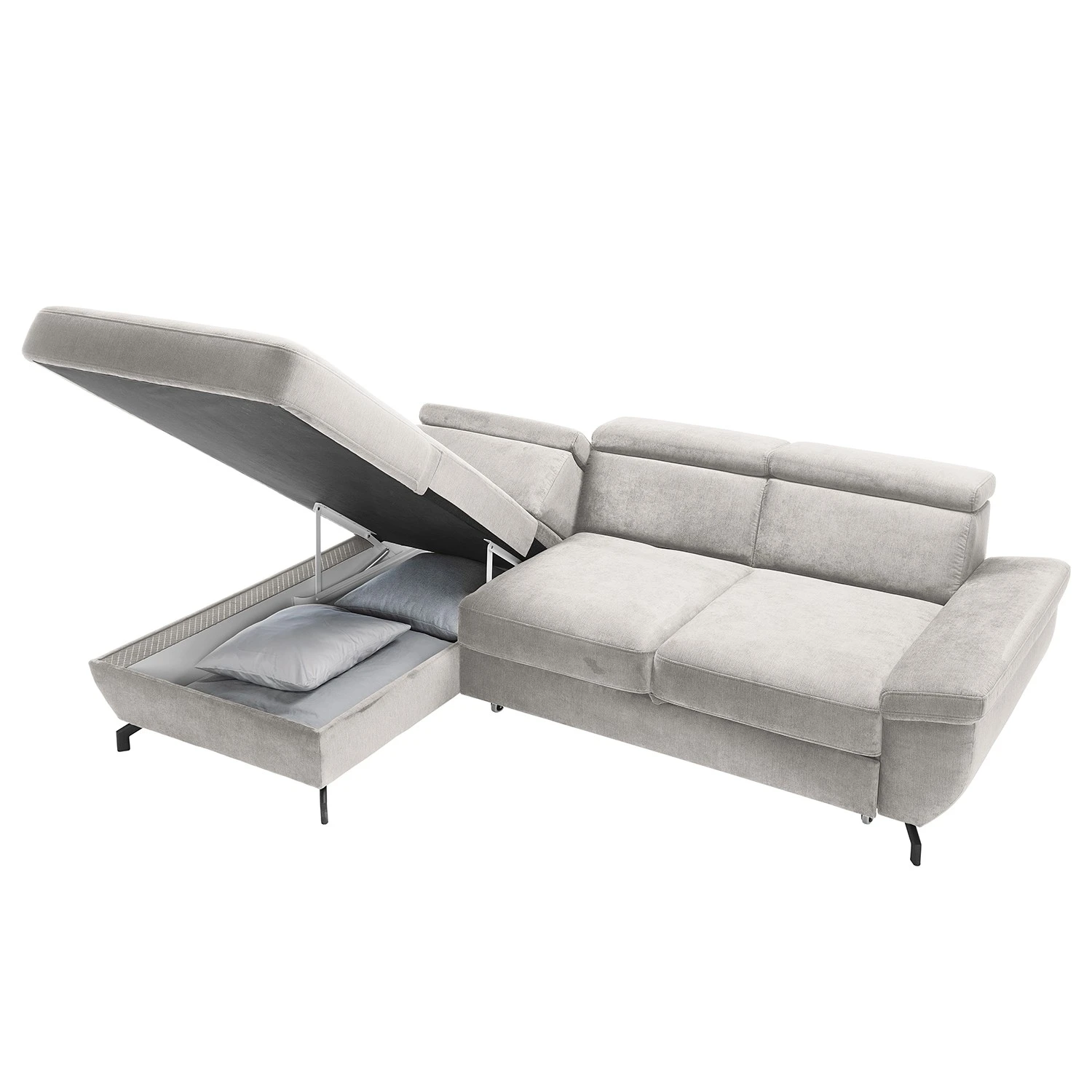 Fredriks Ecksofa Cussay - Flachgewebe - Webstoff Cuna: Hellgrau - Longchair davorstehend links 4 Fredriks Ecksofa Cussay - Flachgewebe - Webstoff Cuna: Hellgrau - Longchair davorstehend links – Bild 4