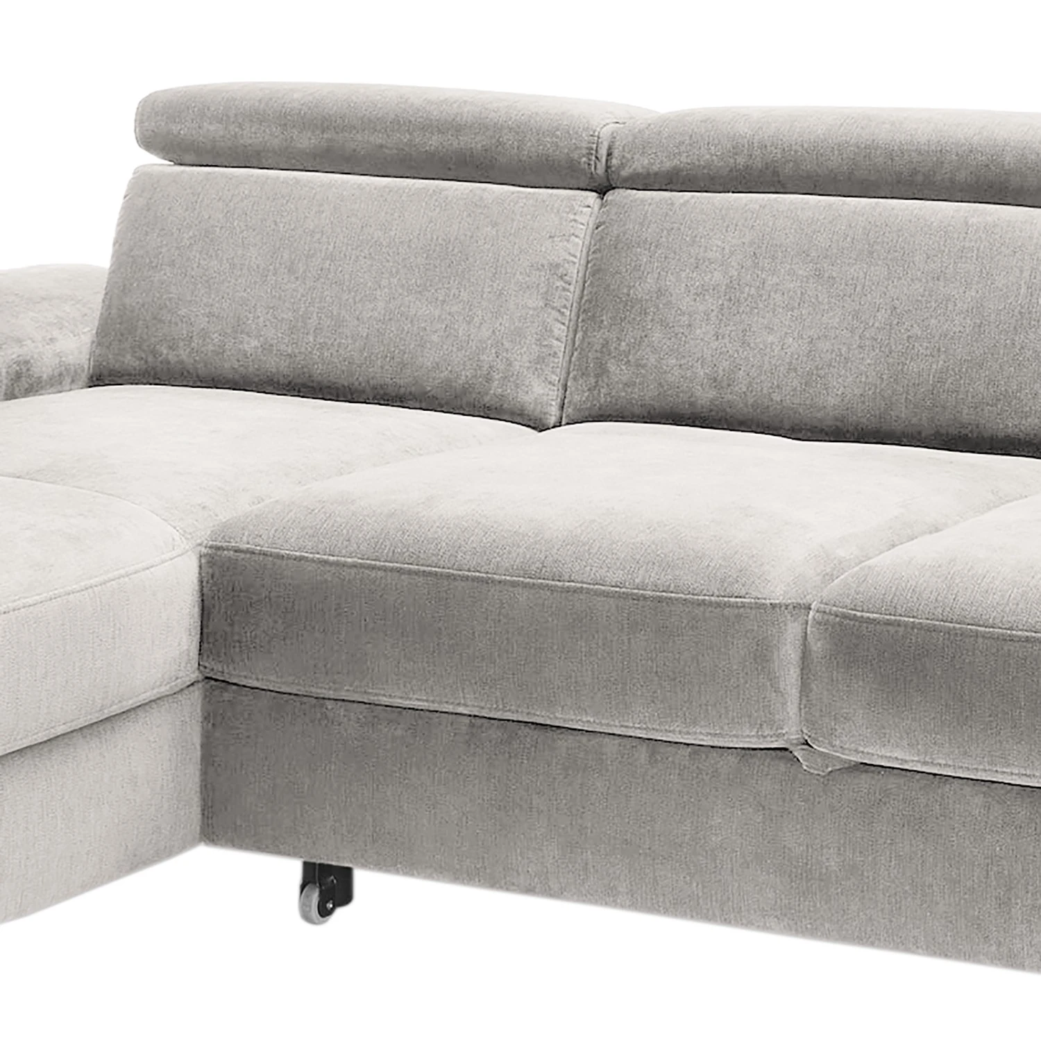 Fredriks Ecksofa Cussay - Flachgewebe - Webstoff Cuna: Hellgrau - Longchair davorstehend links 10 Fredriks Ecksofa Cussay - Flachgewebe - Webstoff Cuna: Hellgrau - Longchair davorstehend links – Bild 10