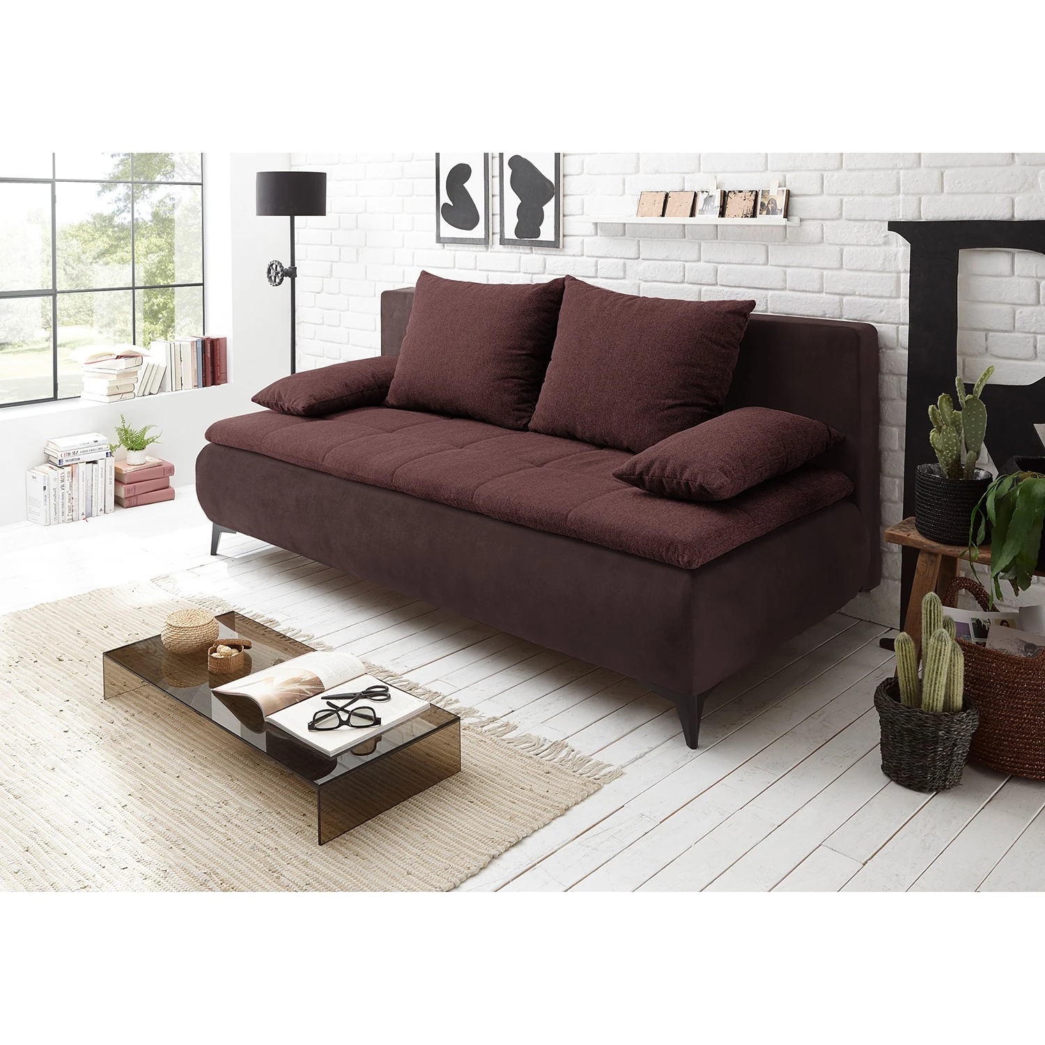 Loftscape Schlafsofa Moirax - Webstoff / Microfaser - Microfaser Salvo: Aubergine 2 Loftscape Schlafsofa Moirax - Webstoff / Microfaser - Microfaser Salvo: Aubergine – Bild 2