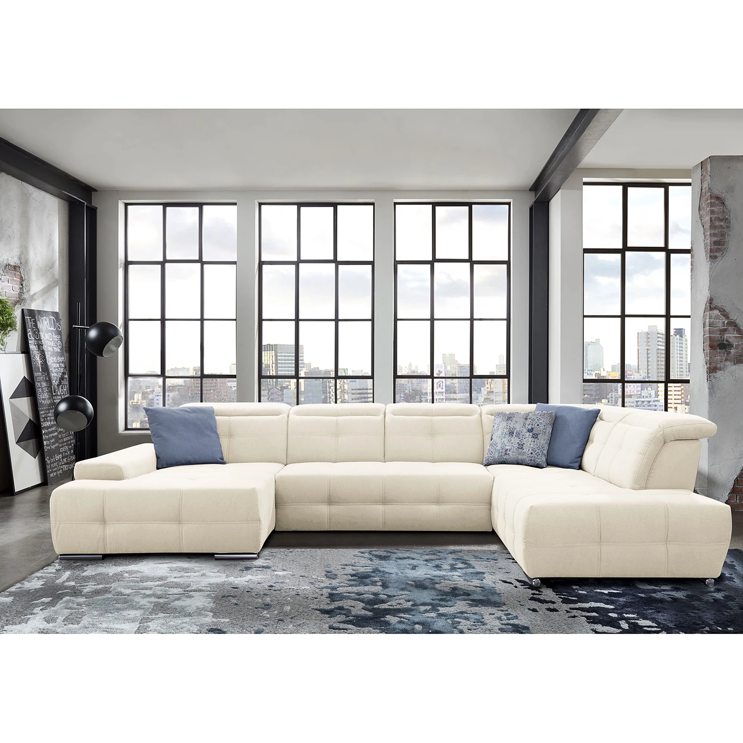 Loftscape Wohnlandschaft Beutin - Flachgewebe - Flachgewebe Olea: Weiß - Ottomane davorstehend rechts - Ohne Schlaffunktion 2 Loftscape Wohnlandschaft Beutin - Flachgewebe - Flachgewebe Olea: Weiß - Ottomane davorstehend rechts - Ohne Schlaffunktion – Bild 2