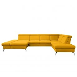 Loftscape Wohnlandschaft Ordizan - Flachgewebe - Flachgewebe Olea: Senfgelb - Longchair davorstehend links / Ottomane rechts -Wohnzimmermöbel boutique en ligne 1000253841 210419 15132201000 DETAILS P000000001000253841