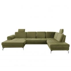 Loftscape Wohnlandschaft Lascaux - Samt - Samt Ravi: Olivgrün - Longchair davorstehend links / Ottomane rechts -Wohnzimmermöbel boutique en ligne 1000253923 210419 15251301768 DETAILS P000000001000253923