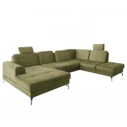 Loftscape Wohnlandschaft Lascaux - Samt - Samt Ravi: Olivgrün - Longchair davorstehend links / Ottomane rechts -Wohnzimmermöbel boutique en ligne 1000253923 210419 15251501769 DETAILS P000000001000253923