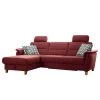 Loftscape Ecksofa Baulon I - Flachgewebe - Flachgewebe Ama: Weinrot - Longchair davorstehend links - Mit Schlaffunktion