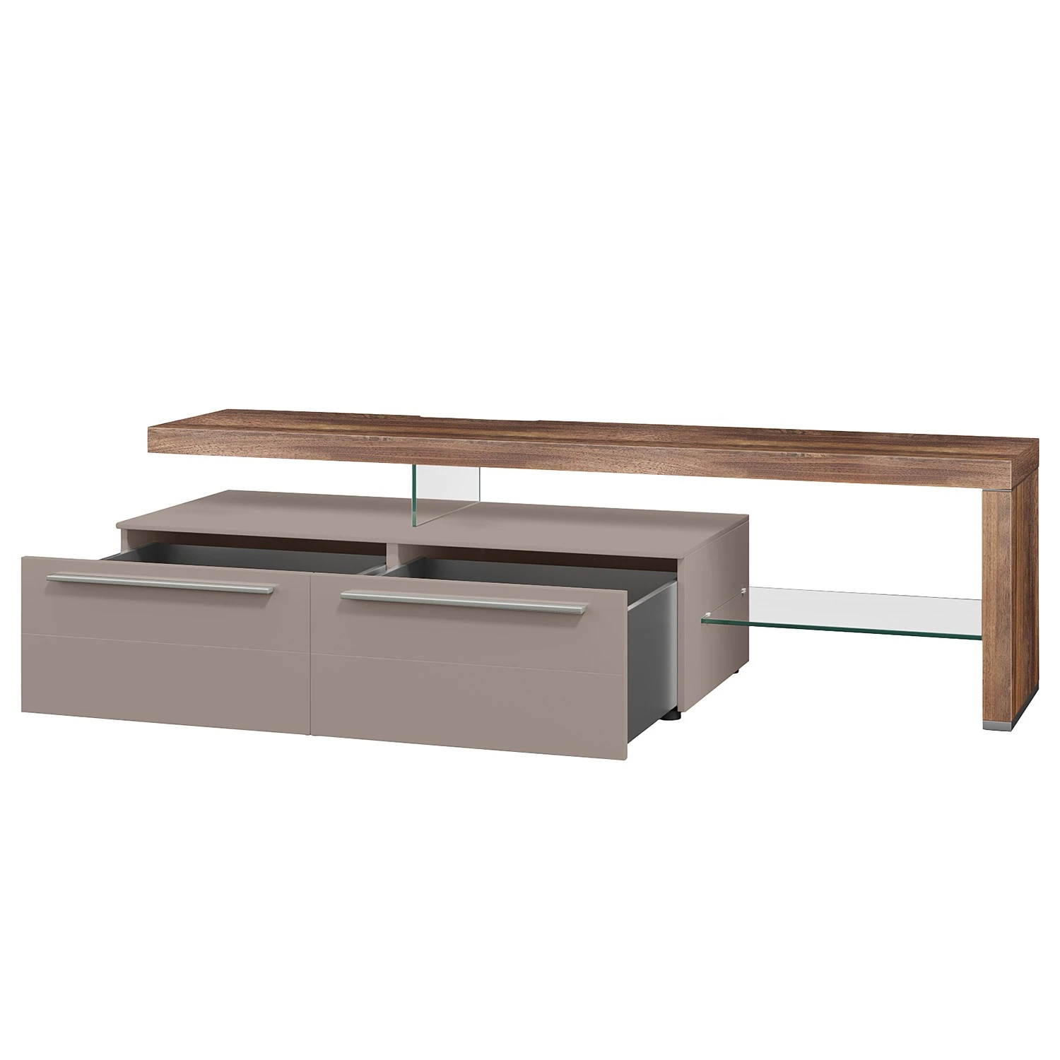 GWINNER TV-Lowboard Bellano I - Echtholzfurnier - Matt Fango / Astnussbaum - Ausrichtung rechts - Ohne Beleuchtung 3 GWINNER TV-Lowboard Bellano I - Echtholzfurnier - Matt Fango / Astnussbaum - Ausrichtung rechts - Ohne Beleuchtung – Bild 3