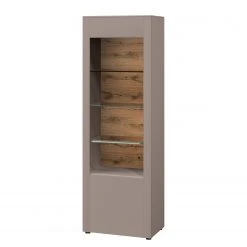 GWINNER Standvitrine Bellano - Echtholzfurnier - Matt Fango / Balkeneiche - Türanschlag rechts - Ohne Beleuchtung