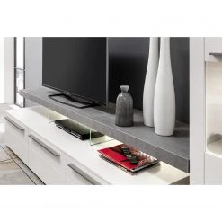 GWINNER Wohnwand Bellano II (3-teilig) - Matt Weiß / Beton Dekor - Ausrichtung rechts - Mit Beleuchtung -Wohnzimmermöbel boutique en ligne 1000254953 210511 10461000259 DETAILS P000000001000254953