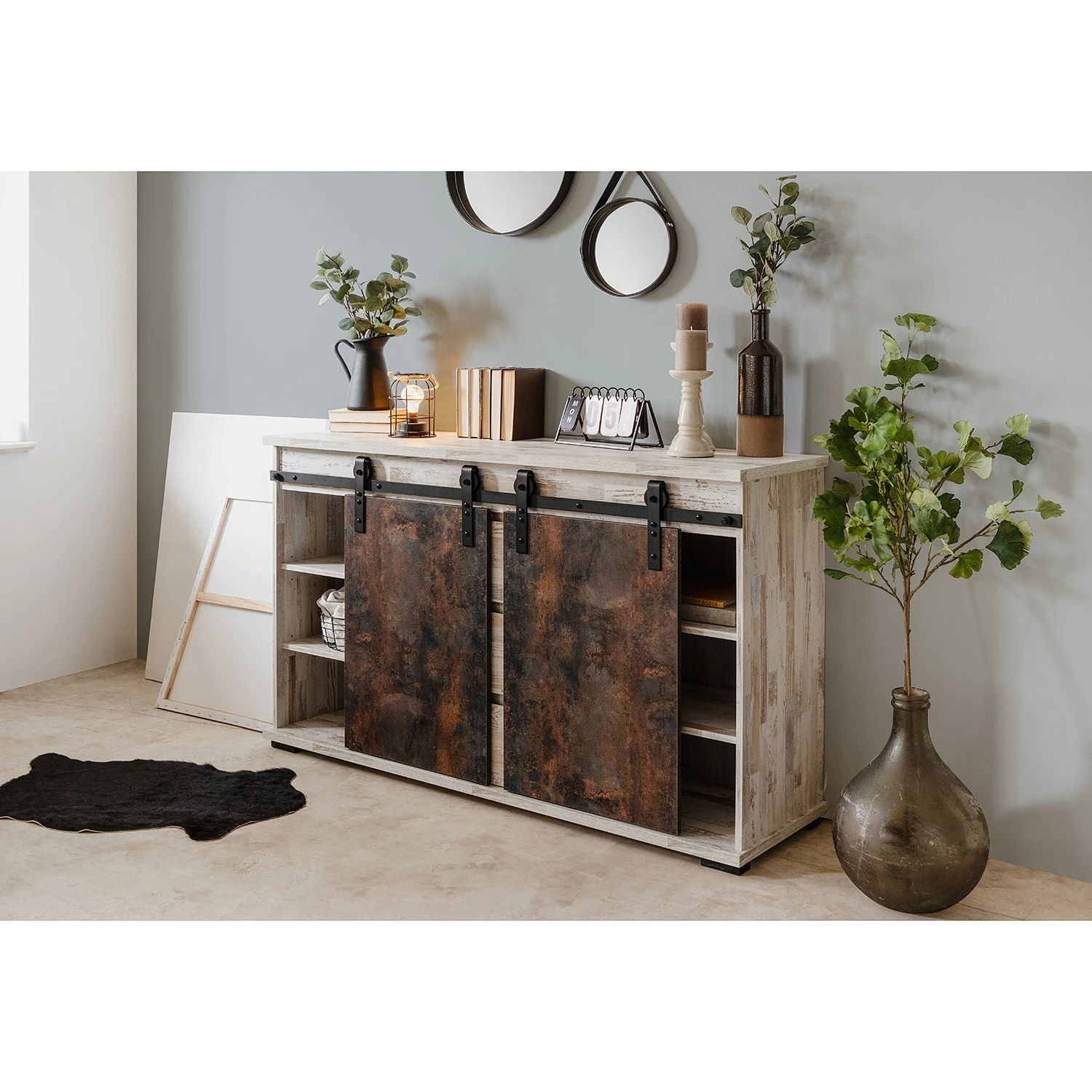 Maison Belfort Sideboard Janze I - Kiefer Weiß Dekor / Vintage Braun 3 Maison Belfort Sideboard Janze I - Kiefer Weiß Dekor / Vintage Braun – Bild 3