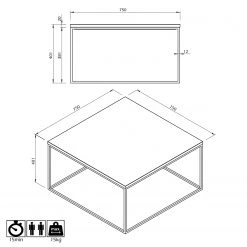 Temahome Couchtisch Gleam I - Marmor / Metall - Weiß / Chrom - Breite: 75 cm -Wohnzimmermöbel boutique en ligne 1000255269 210324 15033800404 SKETCH DETAILS P000000001000255269 sketch