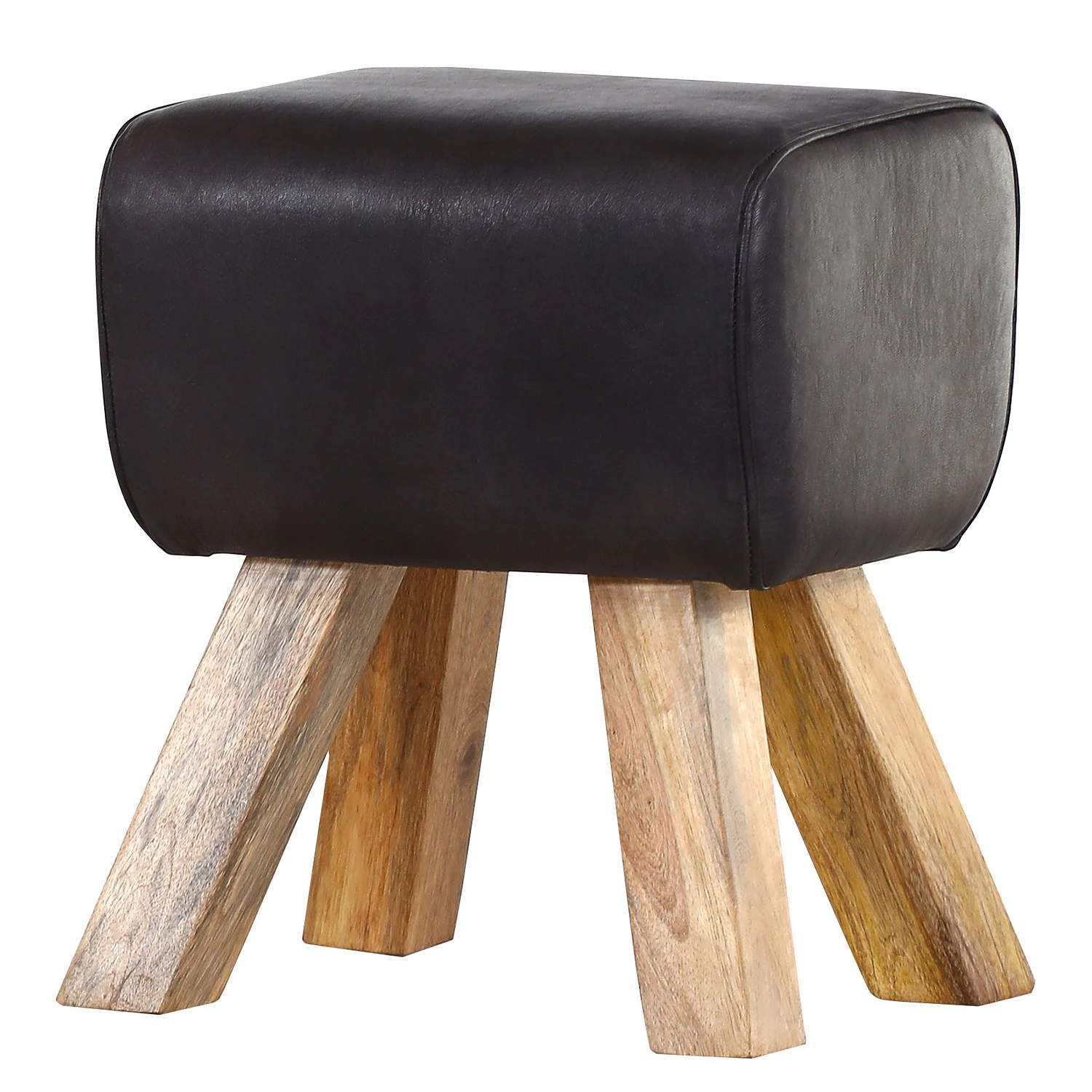 Red Living Polsterhocker Bompard - Echtleder / Mango massiv - Anthrazit 1 Red Living Polsterhocker Bompard - Echtleder / Mango massiv - Anthrazit