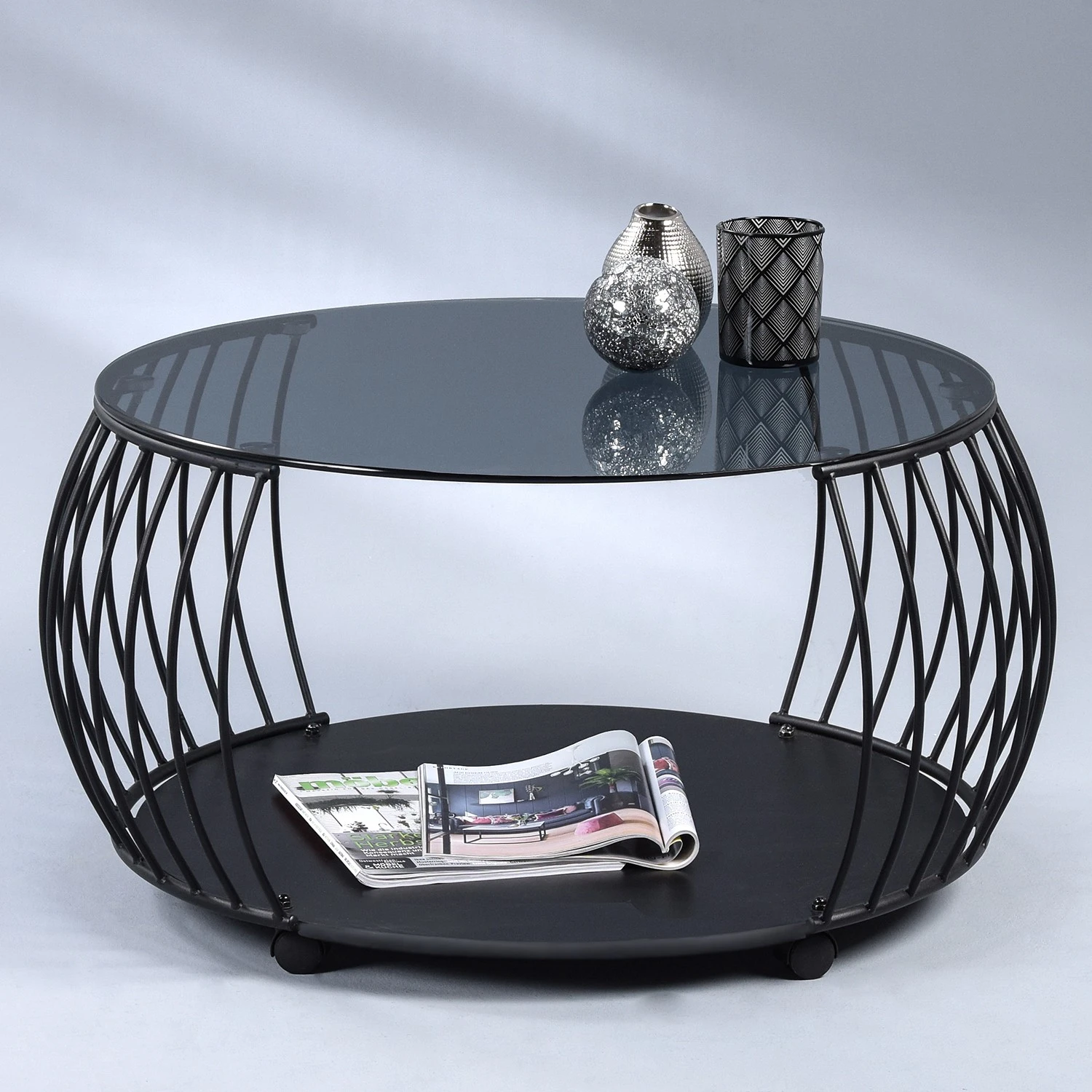 Loftscape Couchtisch Bolazec II - Glas / Metall - Schwarz 2 Loftscape Couchtisch Bolazec II - Glas / Metall - Schwarz – Bild 2