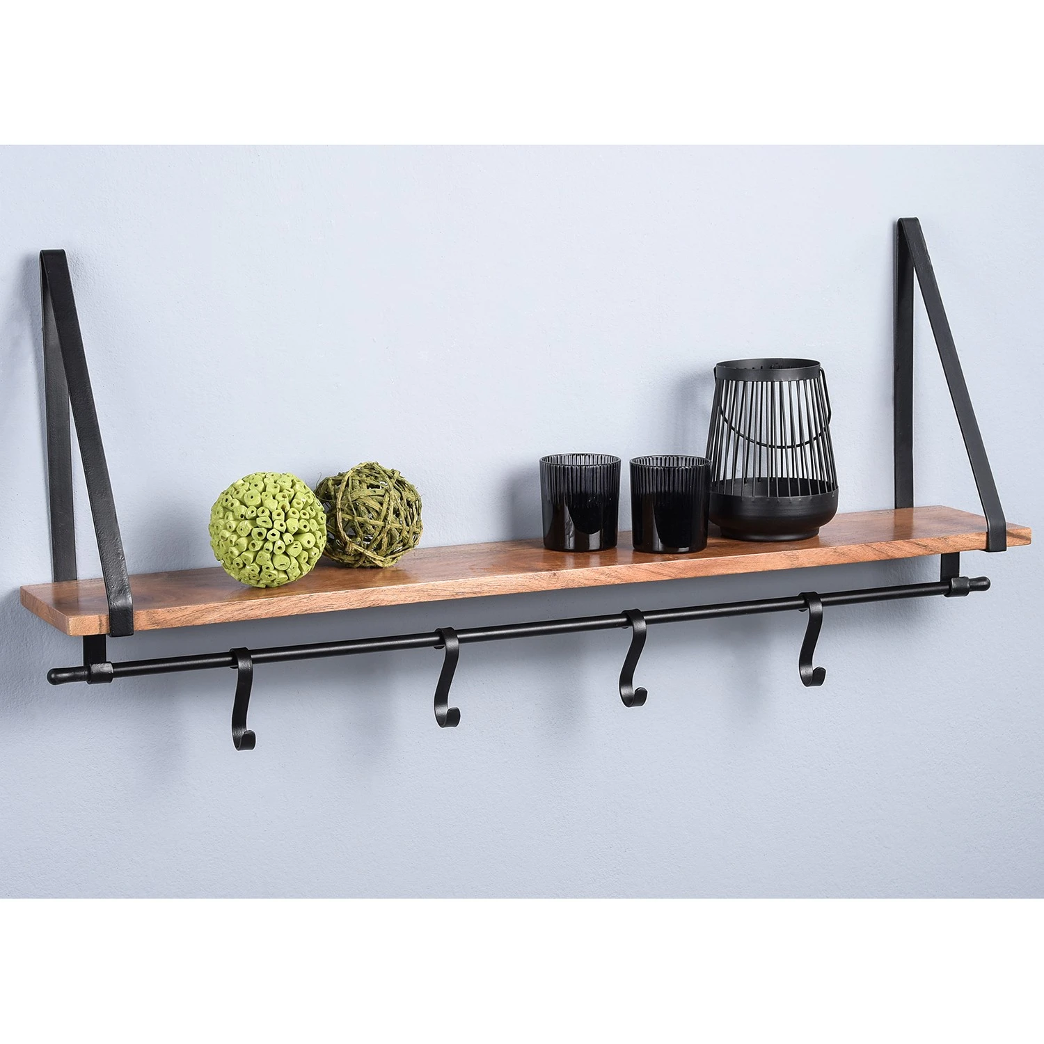 Red Living Wandregal Beuvillers - Mango massiv / Metall - Mango / Schwarz 2 Red Living Wandregal Beuvillers - Mango massiv / Metall - Mango / Schwarz – Bild 2