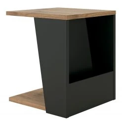 Temahome Beistelltisch Albi - Echtholzfurnier - Walnuss / Schwarz