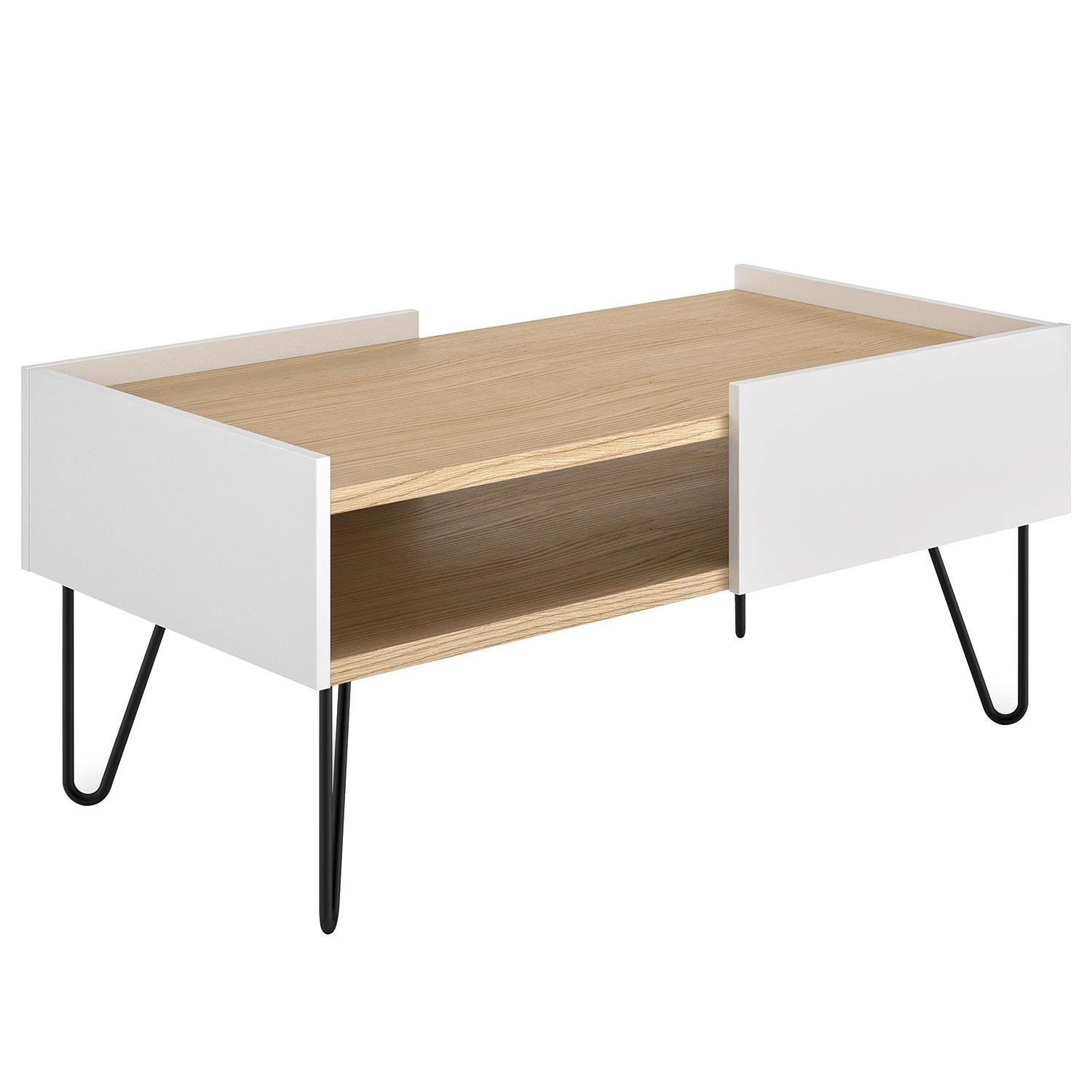 Temahome Couchtisch Nina - Echtholzfurnier / Metall - Eiche / Weiß 5 Temahome Couchtisch Nina - Echtholzfurnier / Metall - Eiche / Weiß – Bild 5