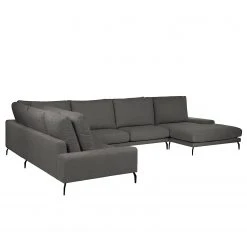 Bizzarto Wohnlandschaft Penda - Webstoff Sogol: Dunkelgrau - Longchair davorstehend rechts -Wohnzimmermöbel boutique en ligne 1000256759 210427 09293600268 DETAILS P000000001000256759