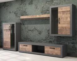 Trendteam Wohnwand Jazz (4-teilig) - Eiche Dunkel Dekor / Dunkelgrau -Wohnzimmermöbel boutique en ligne 1000256959 210409 12314600031 DETAILS P000000001000256959