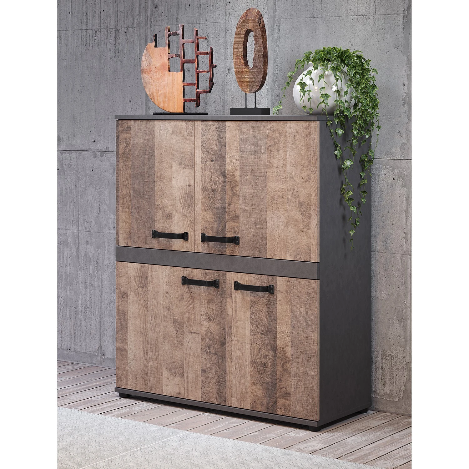 Trendteam Kommode Stripe II - Altholz Dekor / Grau 2 Trendteam Kommode Stripe II - Altholz Dekor / Grau – Bild 2