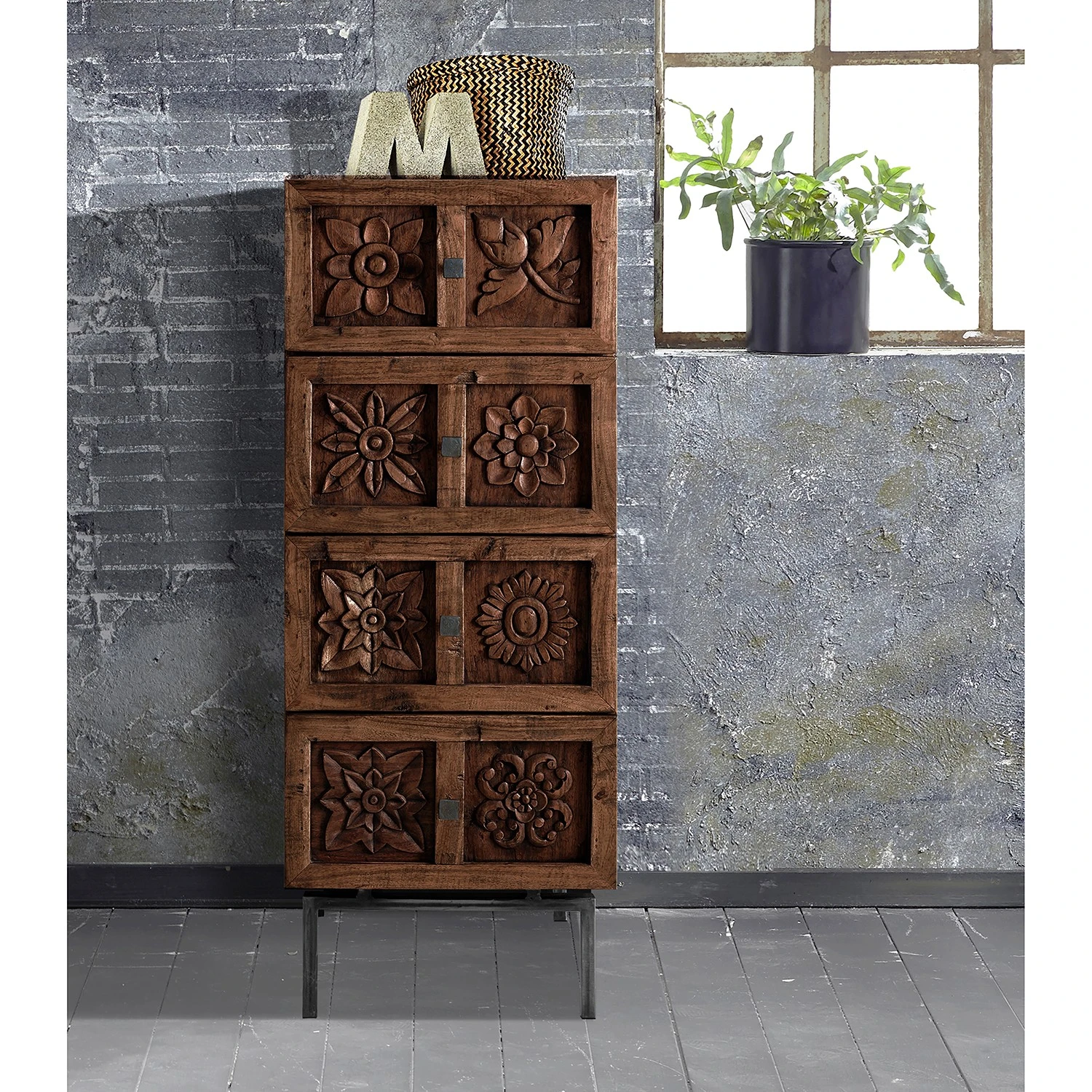 Wolf-Möbel Kommode Carving - Akazie massiv 3 Wolf-Möbel Kommode Carving - Akazie massiv – Bild 3