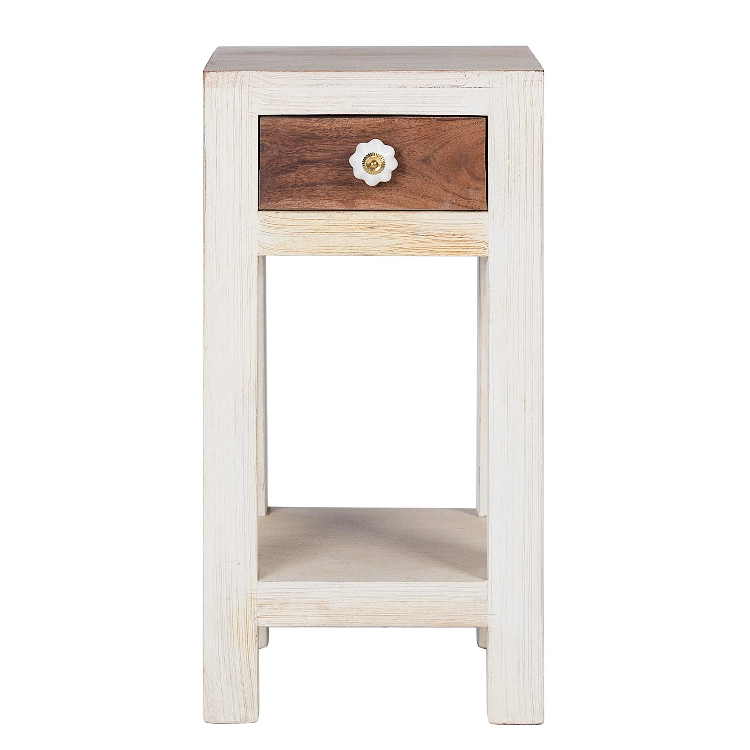 Wolf-Möbel Beistelltisch Maison - Akazie massiv - Akazie Stone / Antik Weiß - Höhe: 60 cm 2 Wolf-Möbel Beistelltisch Maison - Akazie massiv - Akazie Stone / Antik Weiß - Höhe: 60 cm – Bild 2