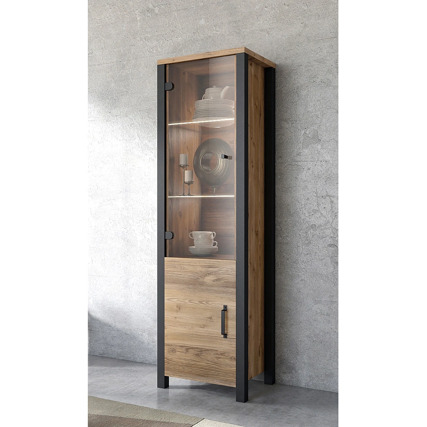 Red Living Wohnwand Velleron I (4-teilig) - Fichte Dekor / Matt Schwarz 3 Red Living Wohnwand Velleron I (4-teilig) - Fichte Dekor / Matt Schwarz – Bild 3