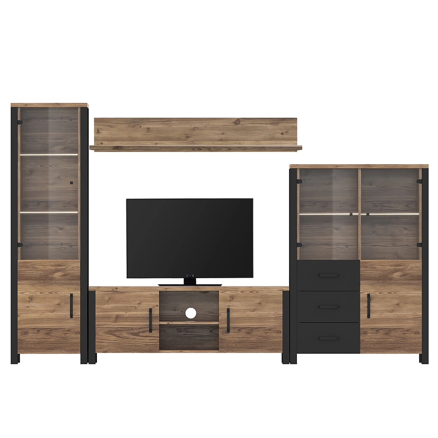 Red Living Wohnwand Velleron I (4-teilig) - Fichte Dekor / Matt Schwarz 6 Red Living Wohnwand Velleron I (4-teilig) - Fichte Dekor / Matt Schwarz – Bild 6