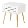 WENKO Beistelltisch Finja II - Bambus massiv - Weiß / Bambus