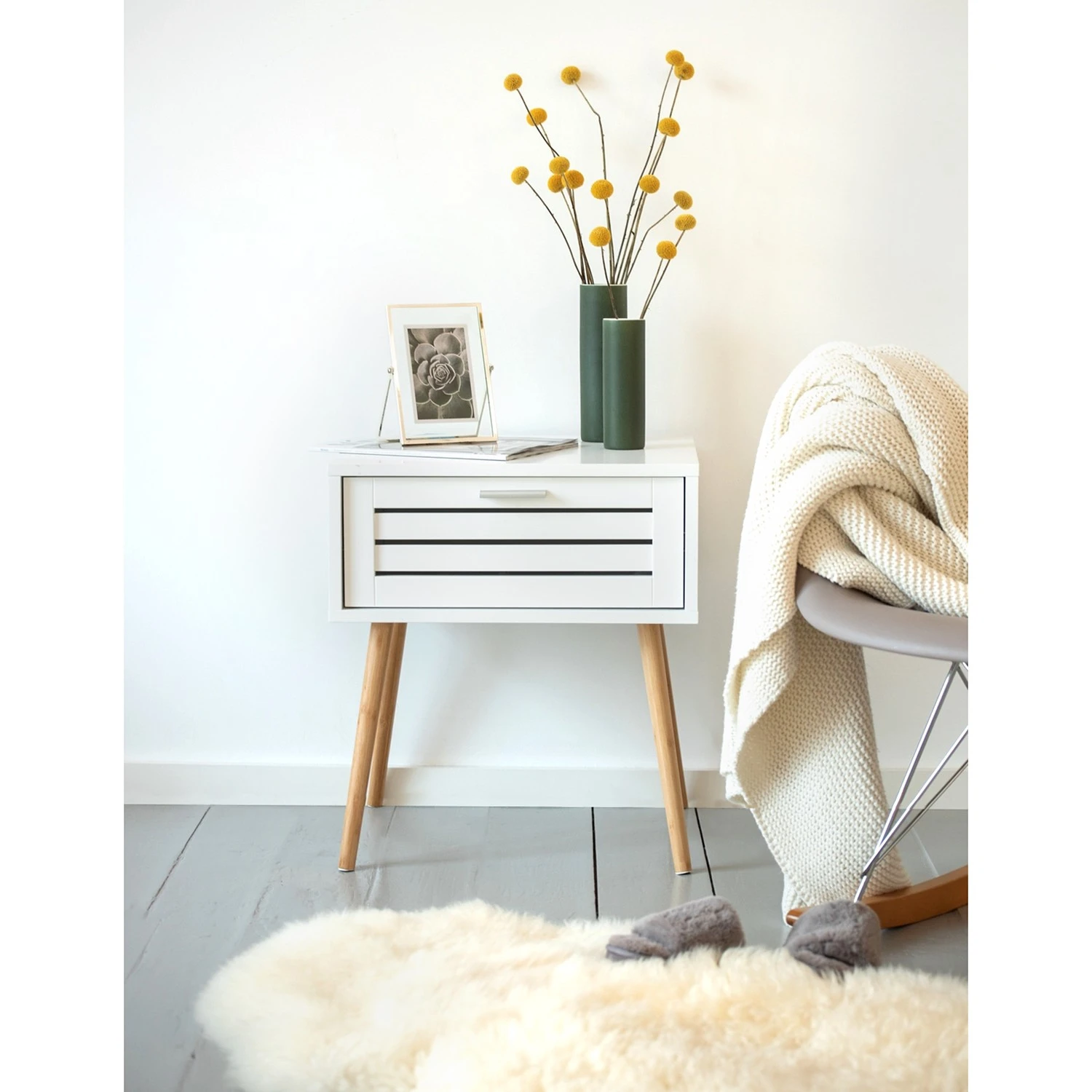 WENKO Beistelltisch Finja II - Bambus massiv - Weiß / Bambus 2 WENKO Beistelltisch Finja II - Bambus massiv - Weiß / Bambus – Bild 2