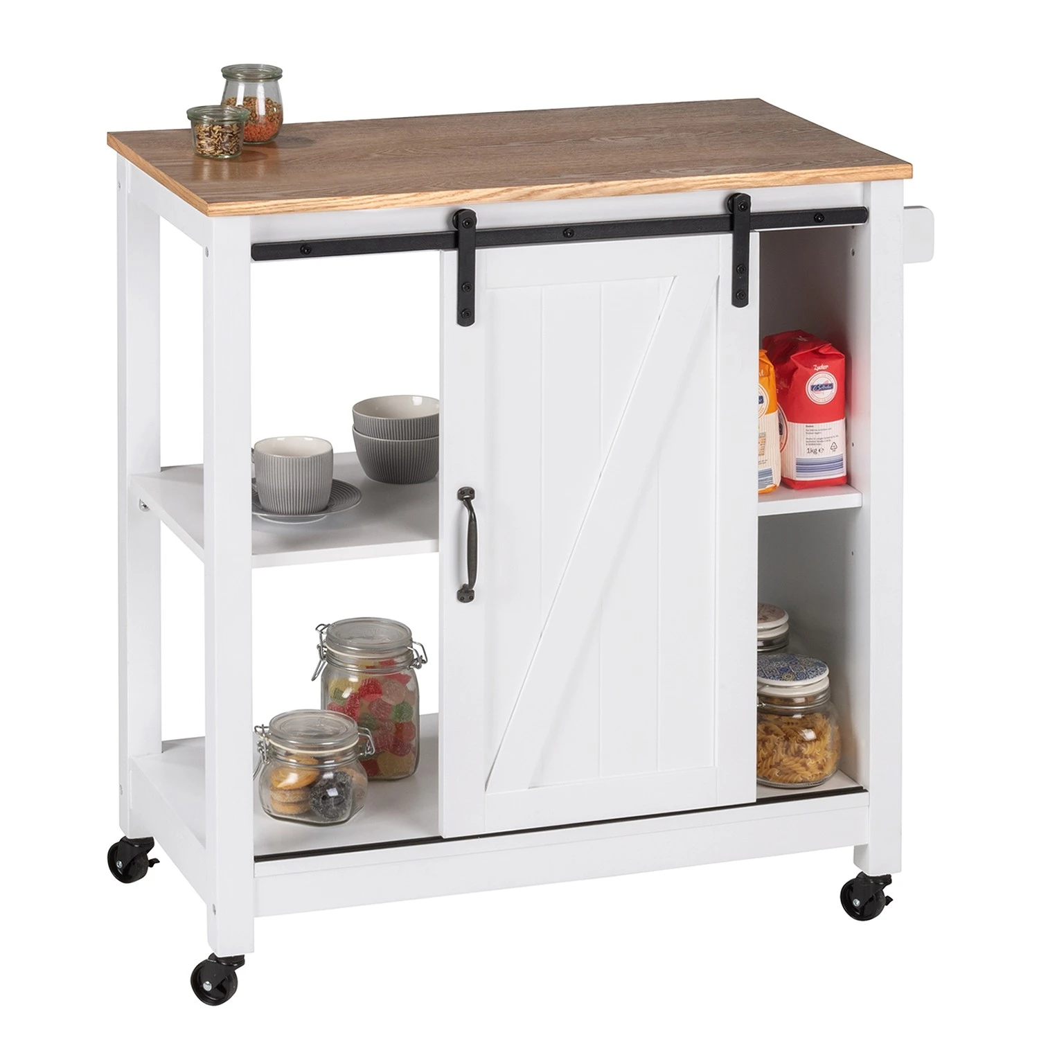 WENKO Servierwagen Landhaus - Kiefer massiv - Weiß / Kiefer 1 WENKO Servierwagen Landhaus - Kiefer massiv - Weiß / Kiefer