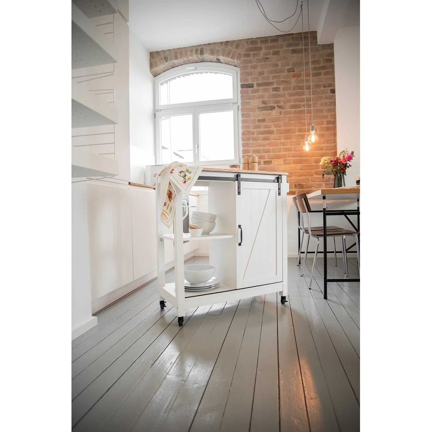 WENKO Servierwagen Landhaus - Kiefer massiv - Weiß / Kiefer 2 WENKO Servierwagen Landhaus - Kiefer massiv - Weiß / Kiefer – Bild 2