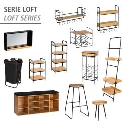 WENKO Leiterregal Loft - Bambus massiv / Metall - Bambus / Schwarz -Wohnzimmermöbel boutique en ligne 1000260952 210423 13360000198 DETAILS P000000001000260952