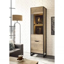 Red Living Standvitrine Cocody - Eiche Montana Dekor / Grau -Wohnzimmermöbel boutique en ligne 1000261310 210426 09125400005 MOOD DETAILS P000000001000261310 mood