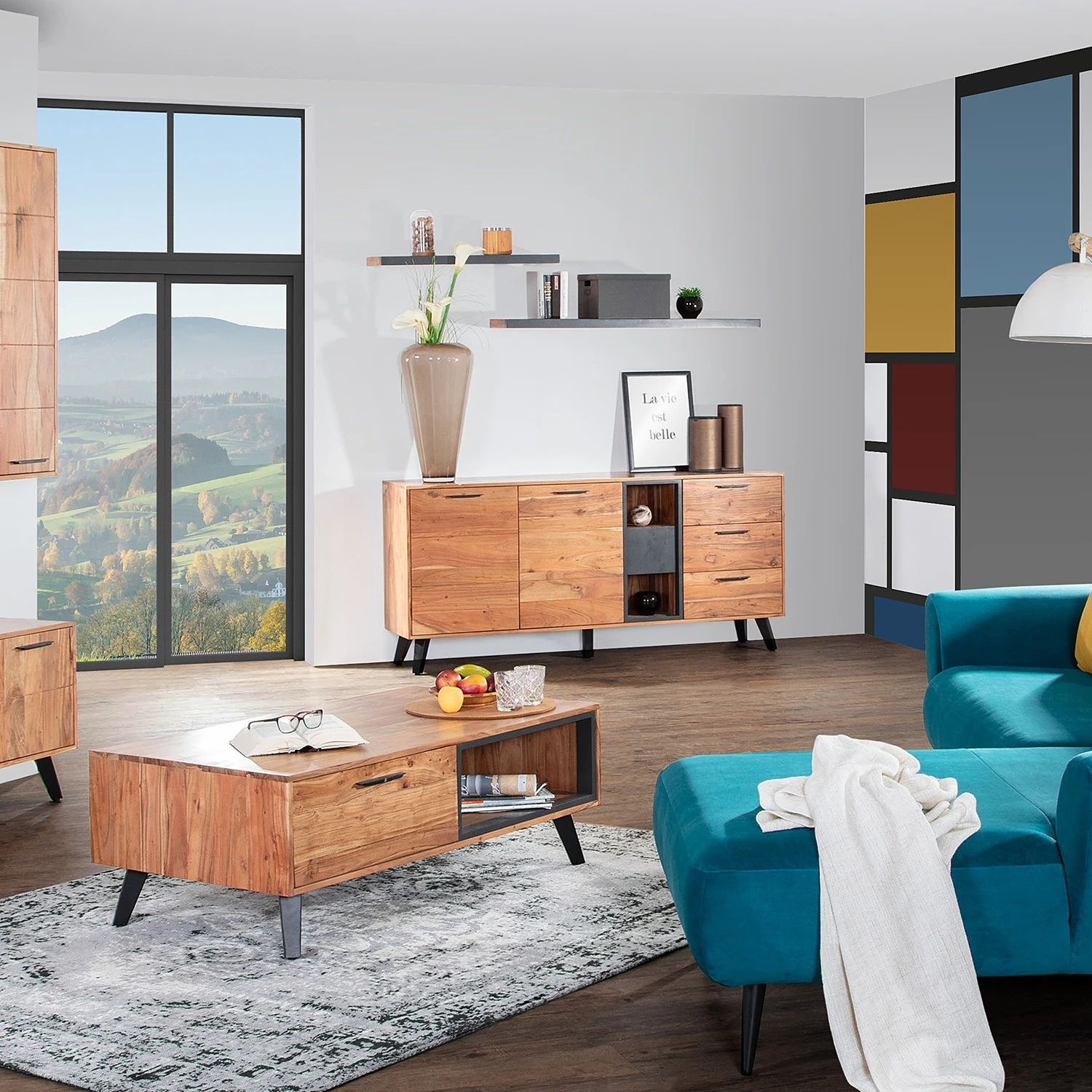 Naturoo Sideboard Manabi - Akazie massiv - Akazie / Anthrazit 5 Naturoo Sideboard Manabi - Akazie massiv - Akazie / Anthrazit – Bild 5