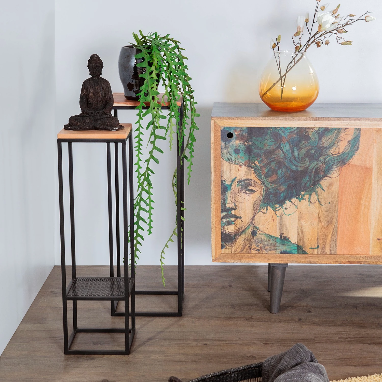 Red Living Beistelltisch Uulu II (2er-Set) - Akazie massiv / Metall - Akazie / Schwarz 2 Red Living Beistelltisch Uulu II (2er-Set) - Akazie massiv / Metall - Akazie / Schwarz – Bild 2