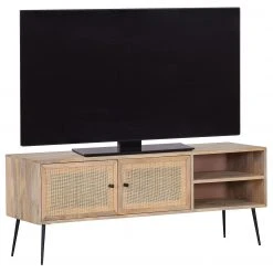Naturoo TV-Lowboard Maardu - Rattan / Mango massiv - Beige / Mango