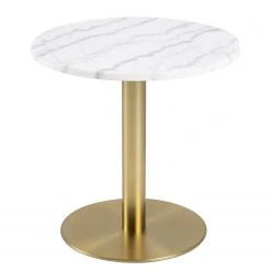 Red Living Beistelltisch Saula - Marmor / Metall - Marmor Weiß / Messing