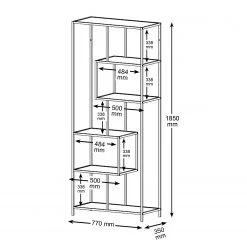 Red Living Regal Coogee I - Schwarz / Gold - Höhe: 185 cm 13 Red Living Regal Coogee I - Schwarz / Gold - Höhe: 185 cm -Wohnzimmermöbel boutique en ligne 1000263276 210430 14473000081 SKETCH DETAILS P000000001000263276 sketch