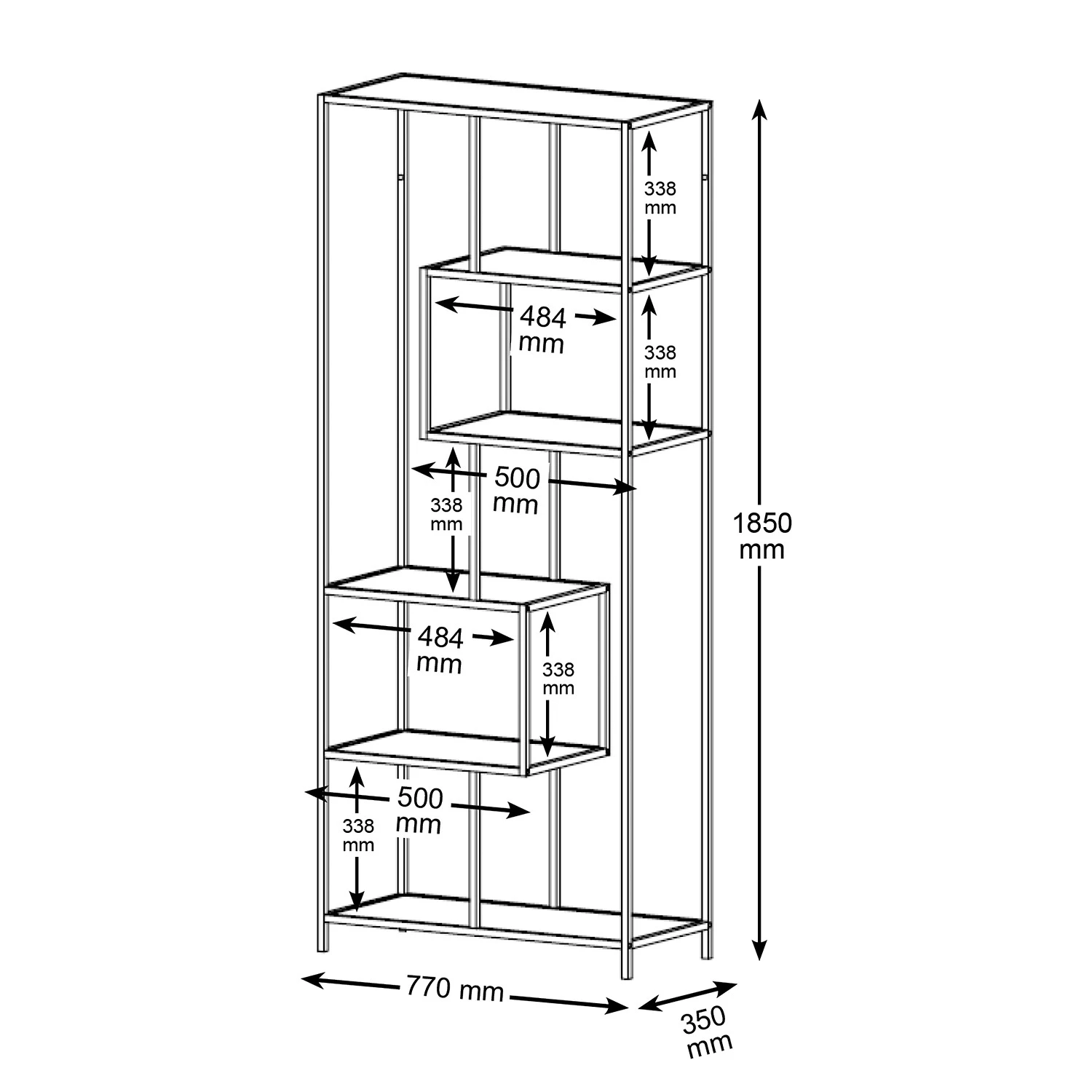 Red Living Regal Coogee I - Schwarz / Gold - Höhe: 185 cm 7 Red Living Regal Coogee I - Schwarz / Gold - Höhe: 185 cm – Bild 7