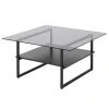 Red Living Couchtisch Weems II - Glas / Metall - Marmor Anthrazit Dekor / Schwarz