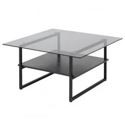Red Living Couchtisch Weems II - Glas / Metall - Marmor Anthrazit Dekor / Schwarz