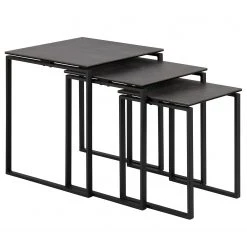 Fredriks Couchtisch Unnau IV (3-teilig) - Keramik / Metall - Schwarz