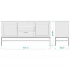 Jack & Alice Sideboard Puyo - Akazie massiv / Metall - Akazie / Gold -Wohnzimmermöbel boutique en ligne 1000264972 220118 131413000517 SKETCH DETAILS P000000001000264972 sketch