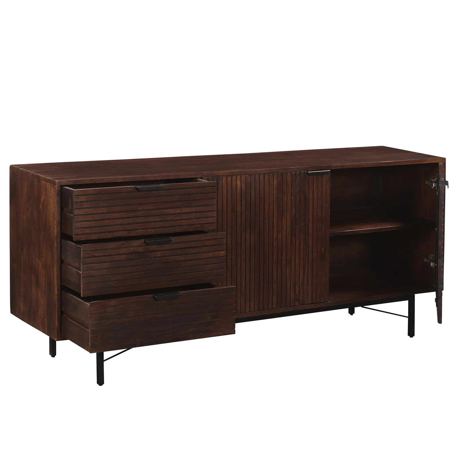 Ars manufacti Sideboard Angun - Akazie massiv / Metall - Akazie Dunkel / Schwarz 5 Ars manufacti Sideboard Angun - Akazie massiv / Metall - Akazie Dunkel / Schwarz – Bild 5