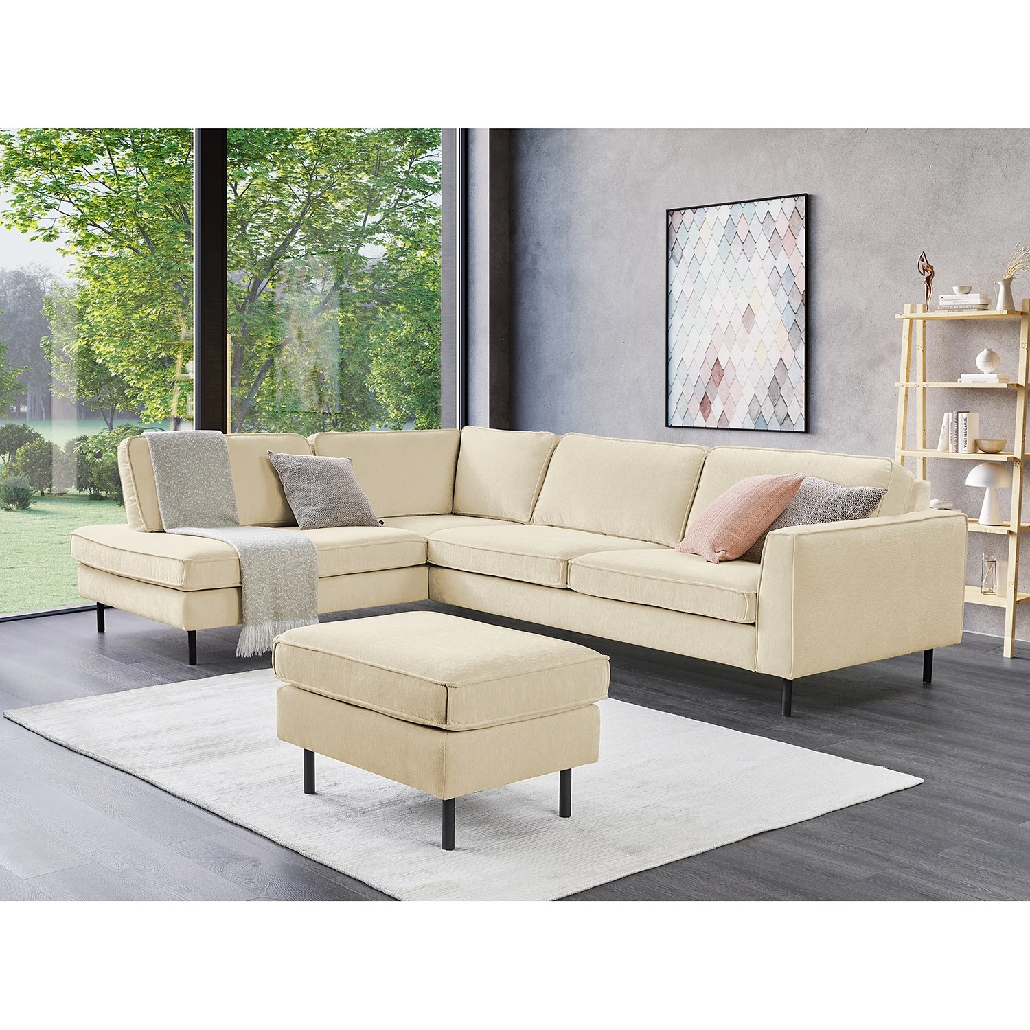 Mørteens Polsterhocker Monblanc - Webstoff - Webstoff Velia: Creme 3 Mørteens Polsterhocker Monblanc - Webstoff - Webstoff Velia: Creme – Bild 3