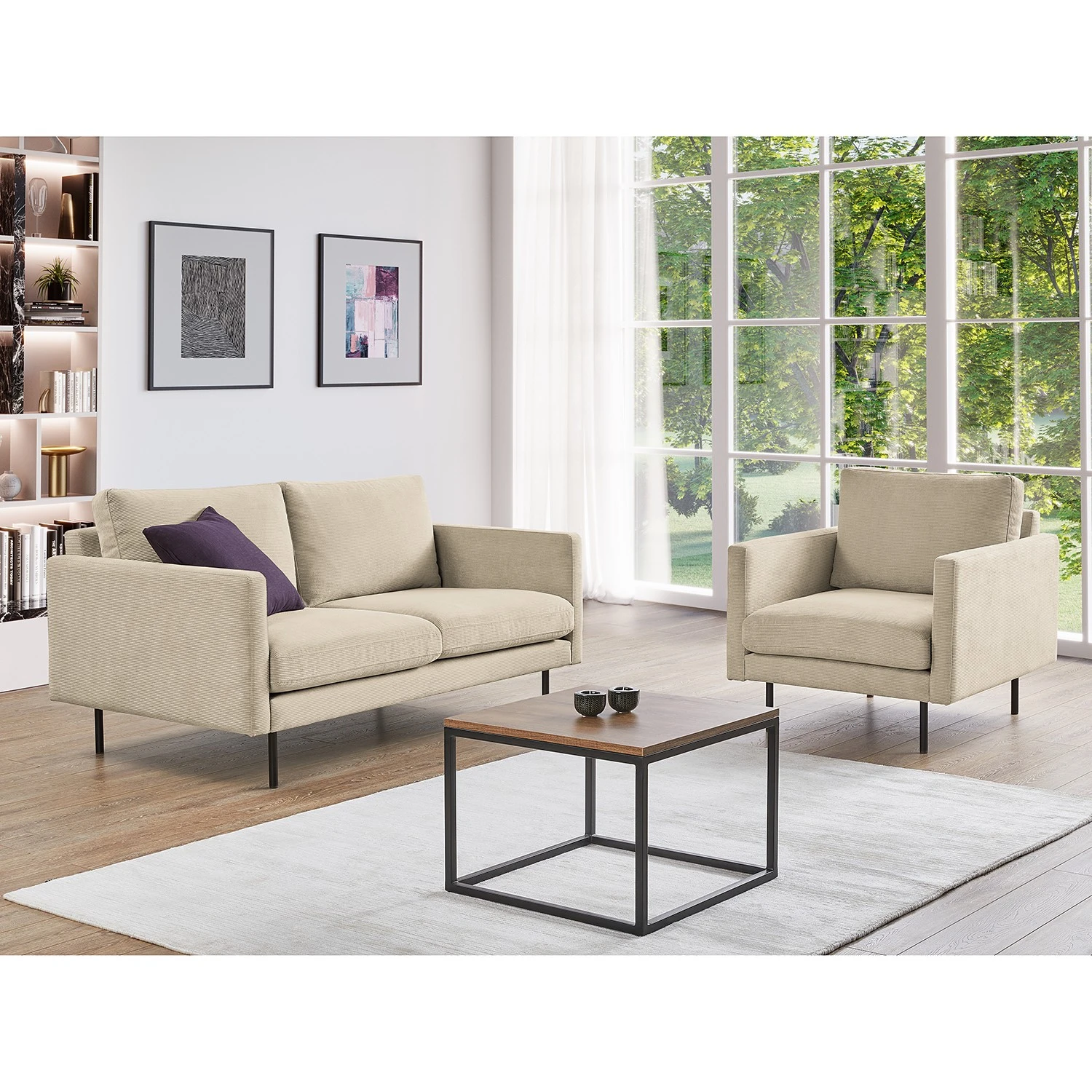 Mørteens Sofa Landos (2-Sitzer) - Cordstoff Licia: Creme 3 Mørteens Sofa Landos (2-Sitzer) - Cordstoff Licia: Creme – Bild 3